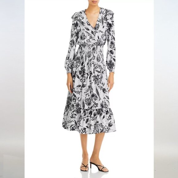 Aqua Dresses & Skirts - AQUA Smocked Floral Print Midi Dress - 100% Exclusive Size XS